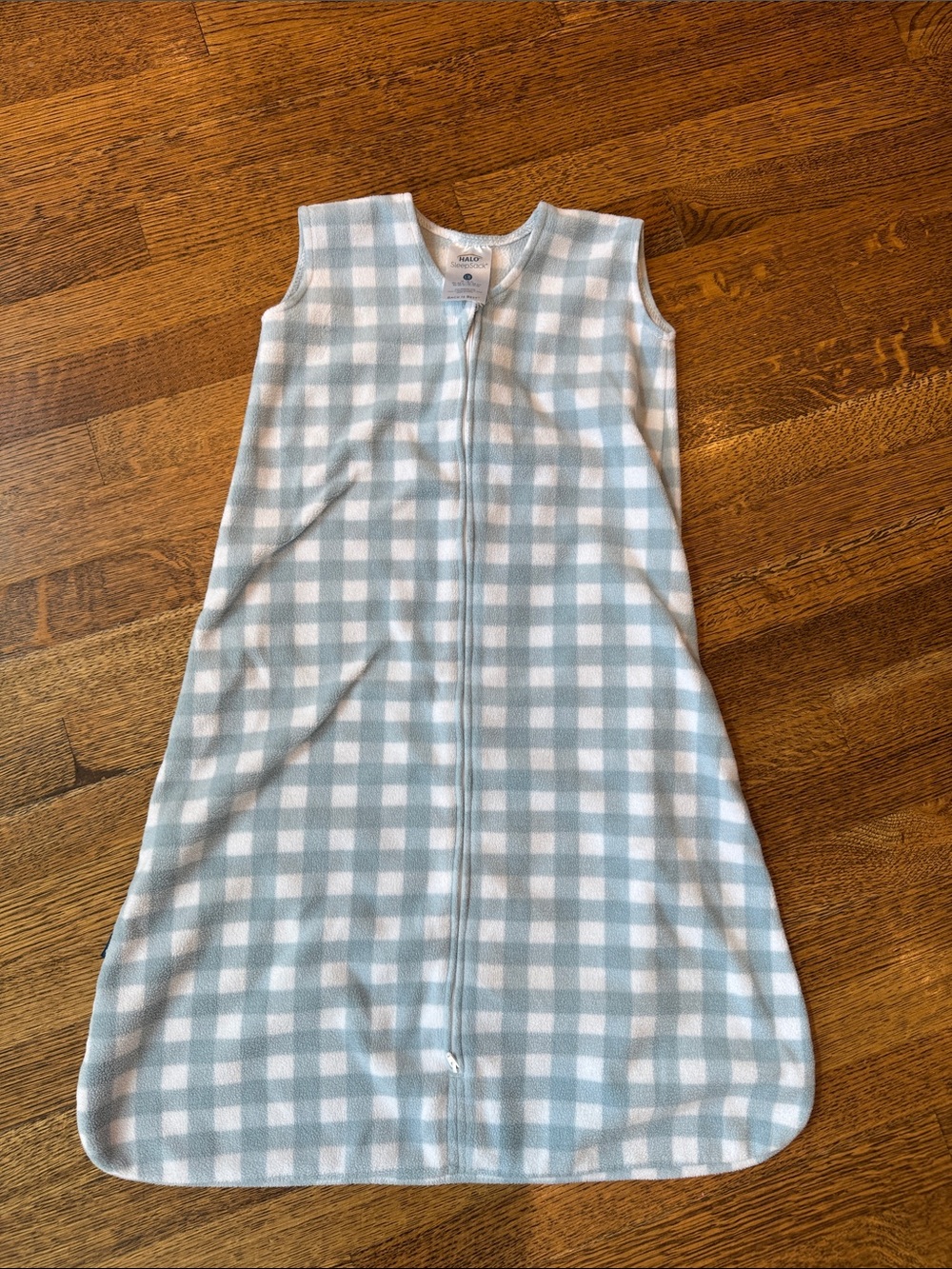 Halo Blue and White Gingham Sleep Sack - Zippered Toddler Pajama